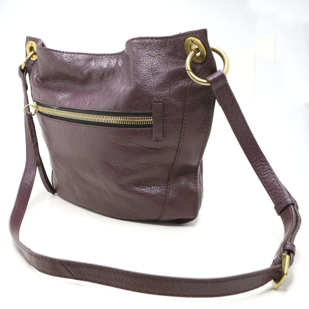 OrYany Leather Shoulder Bag Purple Hobo Slouchy Boho Purse Brass Hardware - Picture 12 of 16